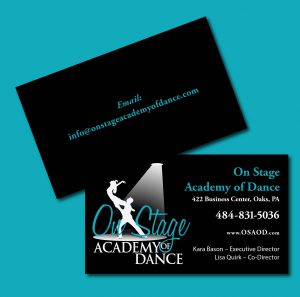 On Stage Academy of Dance Business Cards